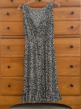 Nordstrom Black and White Polka Dot Midi Dress EUC
